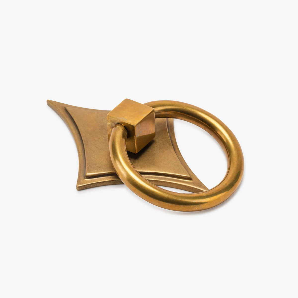Porter Solid Brass Ring Pull w/ Asteroid 4.75" Backplate