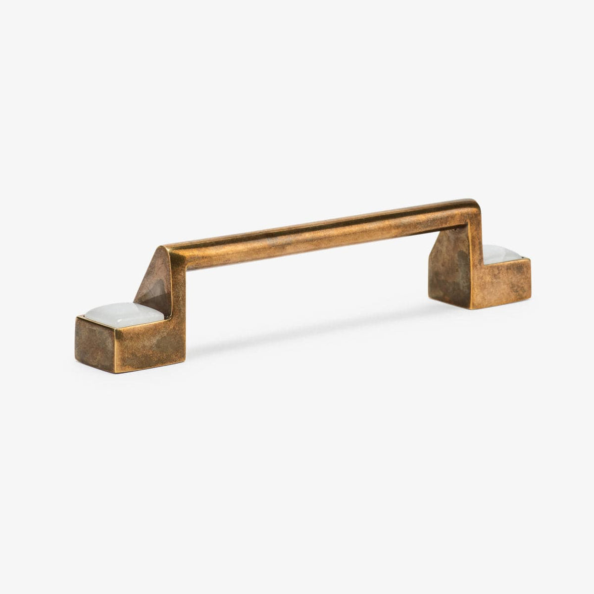 Porter Custom Bar Pull (6" c-c) - Burnished Brass#Gemstone_White Quartz