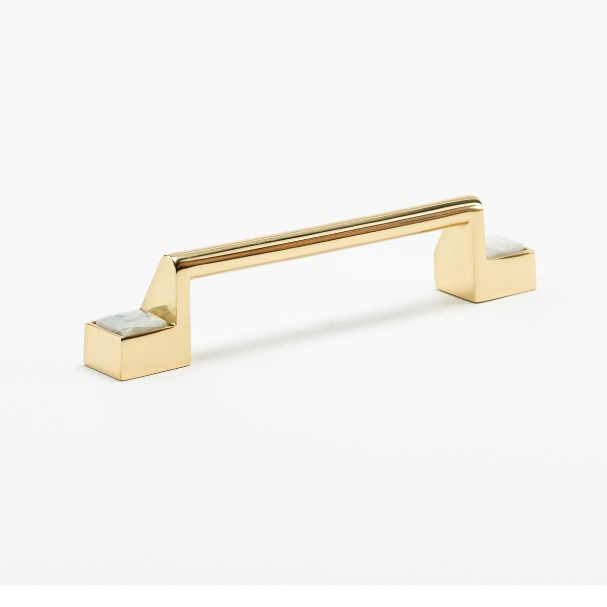 Porter Custom Bar Pull (6" c-c) - Polished Brass#Gemstone_Moonstone