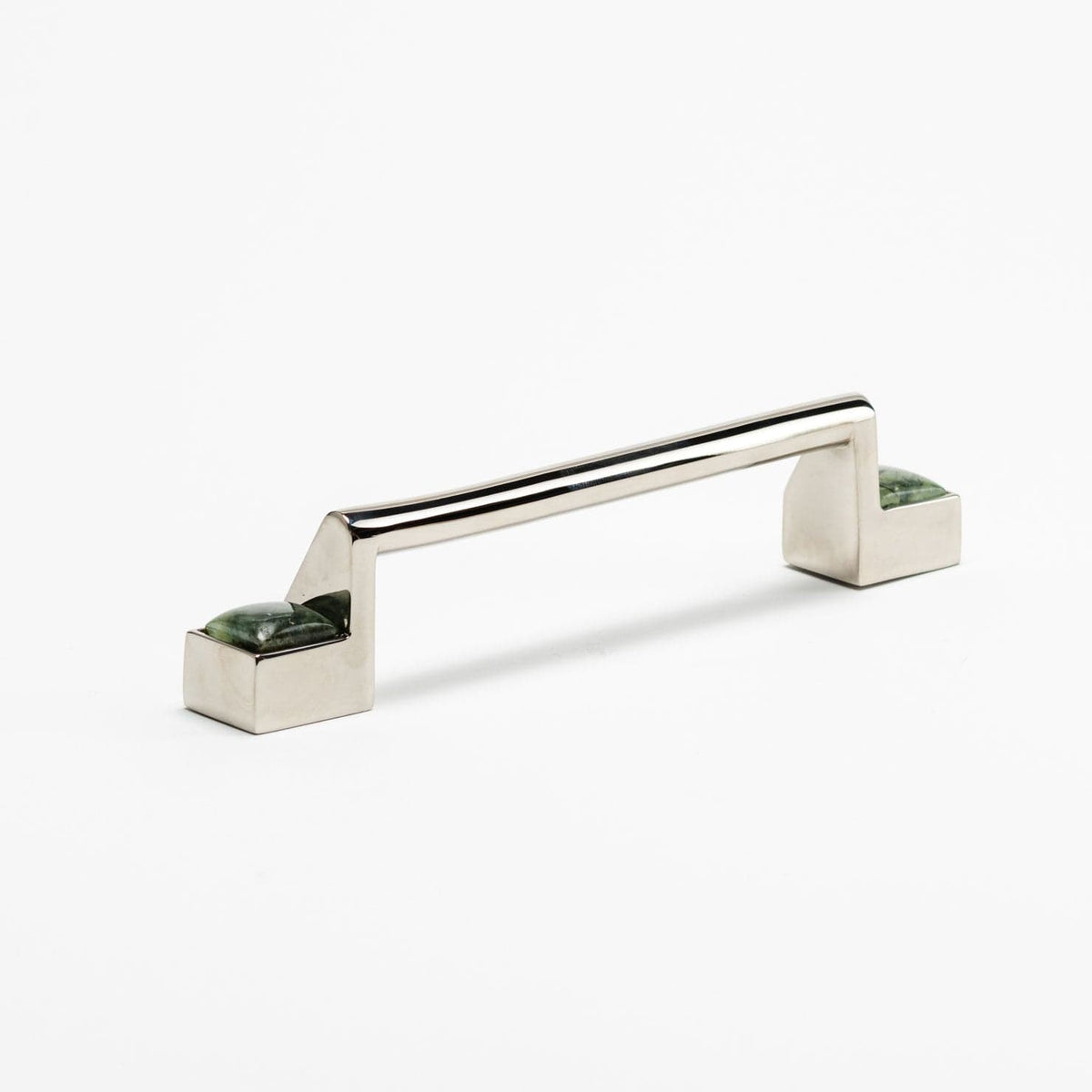 Porter Custom Bar Pull (6" c-c) - Polished Nickel#Gemstone_Prehnite