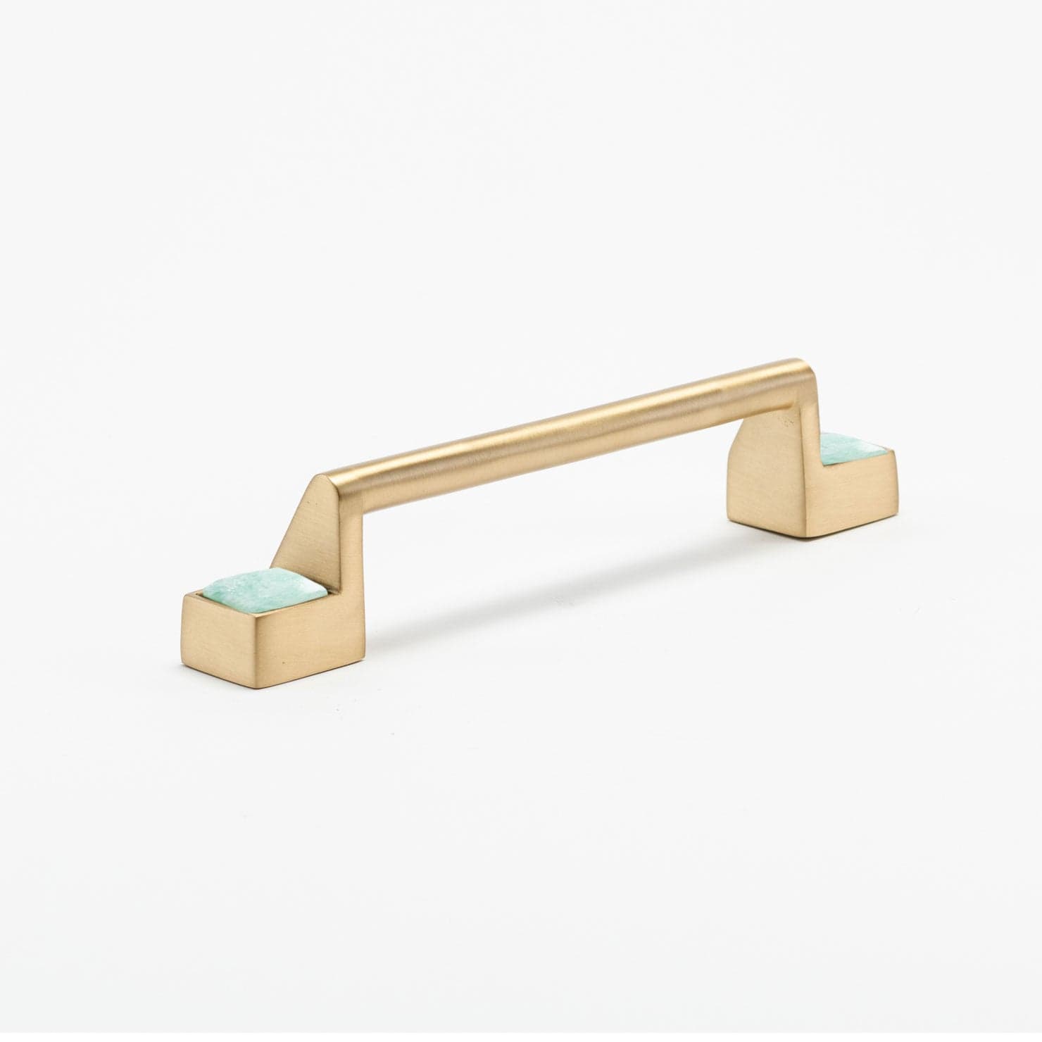 Porter Custom Bar Pull (6" c-c) - Satin Brass Matte#Gemstone_Amazonite