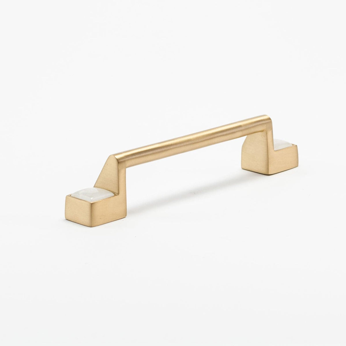 Porter Custom Bar Pull (6" c-c) - Satin Brass Matte#Gemstone_White Quartz
