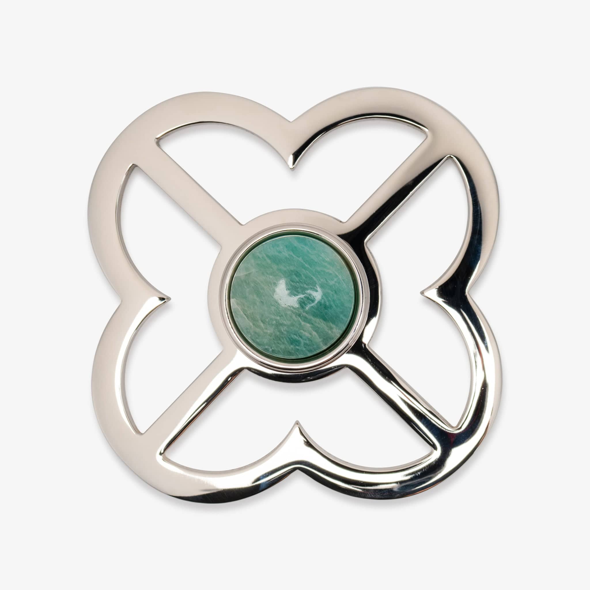 Lane 1.40" Custom Knob w/ Jones 5" Backplate - Polished Nickel#Gemstone_Amazonite