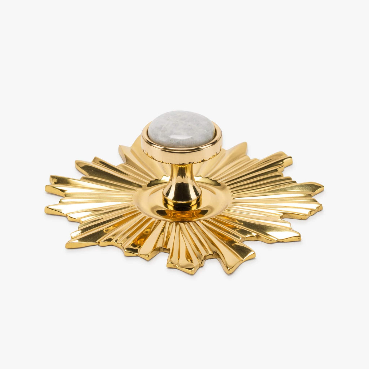 Lane 1.40" Custom Knob w/ Starburst 5.20" Backplate - Polished Brass#Gemstone_Moonstone