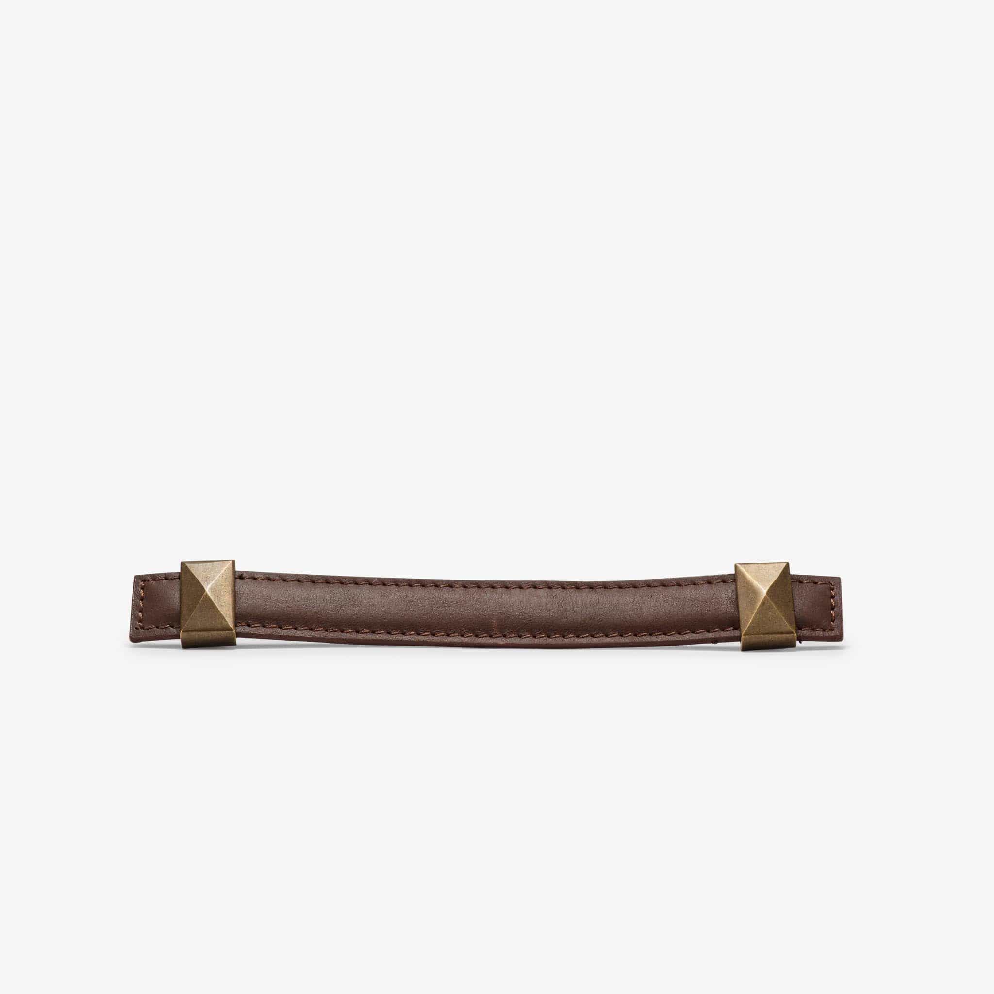 Lexington Leather Pull (6.75" c-c) - Burnished Brass - Oatmeal