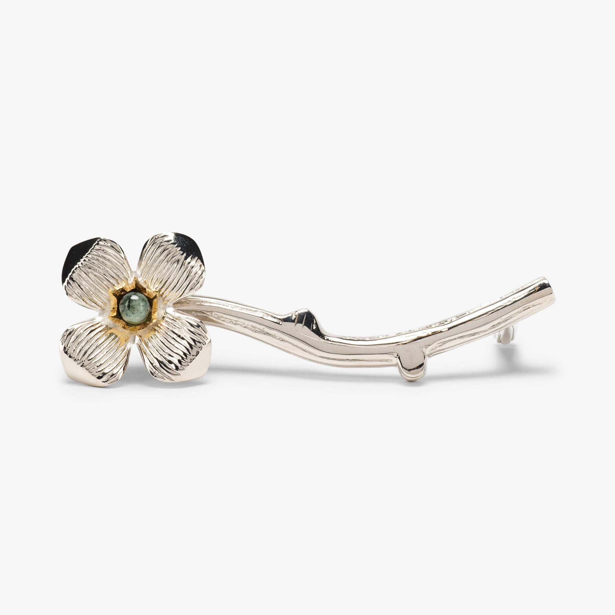 Dogwood Custom Pull (4" c-c) - Polished Nickel#Gemstone_Prehnite