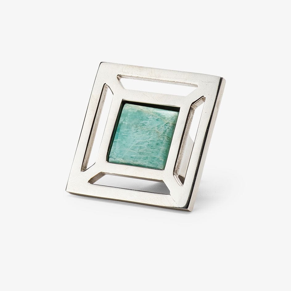 Evans Custom Knob - Polished Nickel#Gemstone_Amazonite