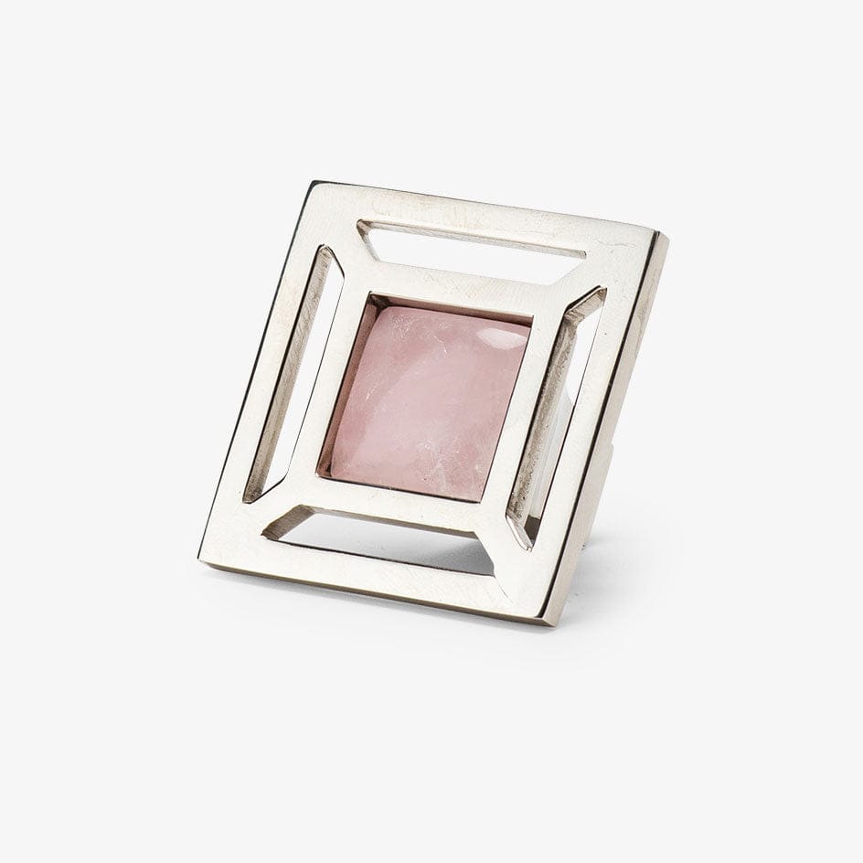Evans Custom Knob - Polished Nickel#Gemstone_Rose Quartz