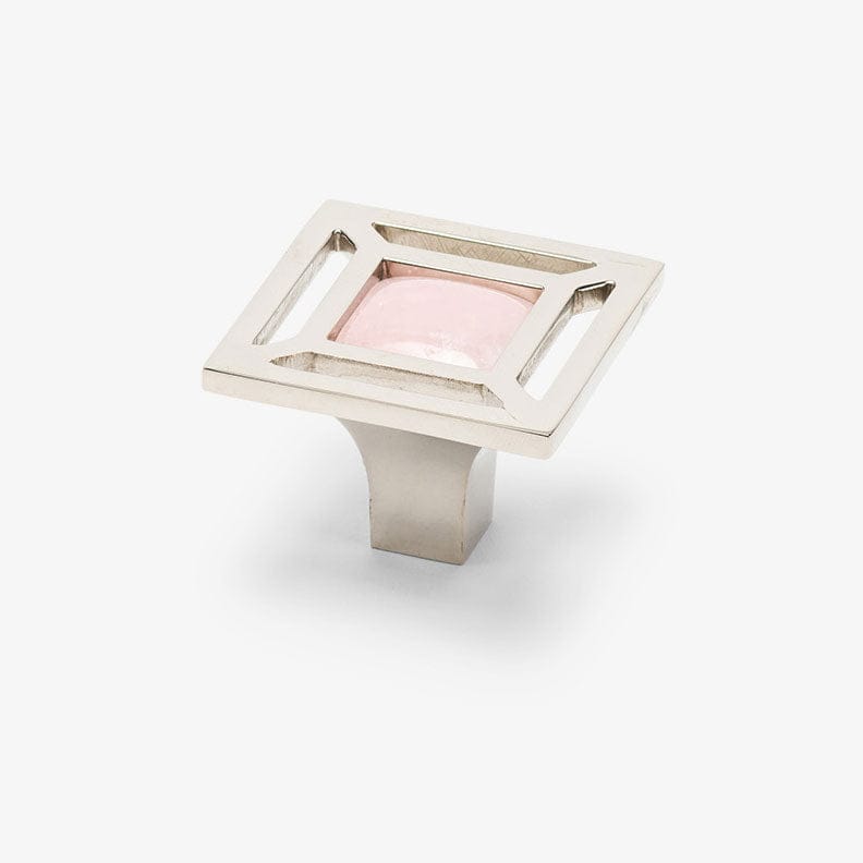 Evans Custom Knob - Polished Nickel#Gemstone_Rose Quartz