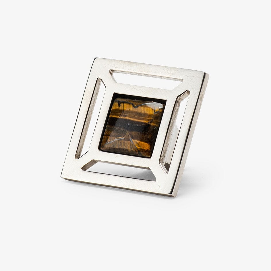 Evans Custom Knob - Polished Nickel#Gemstone_Tigers Eye