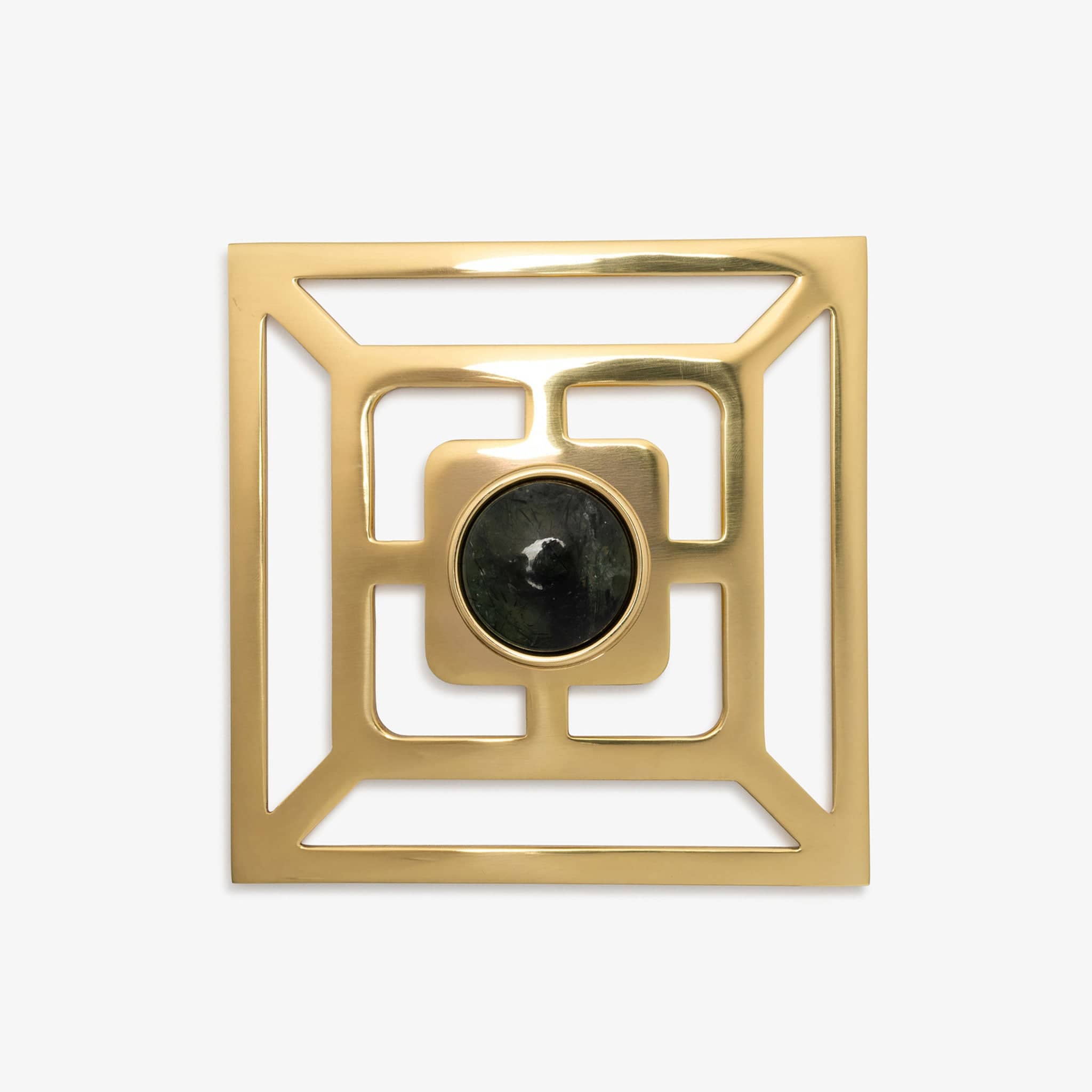 Modern Matter Lane 1.40" Custom Knob w/ Benson 5" Backplate - Polished Brass Bundled Set