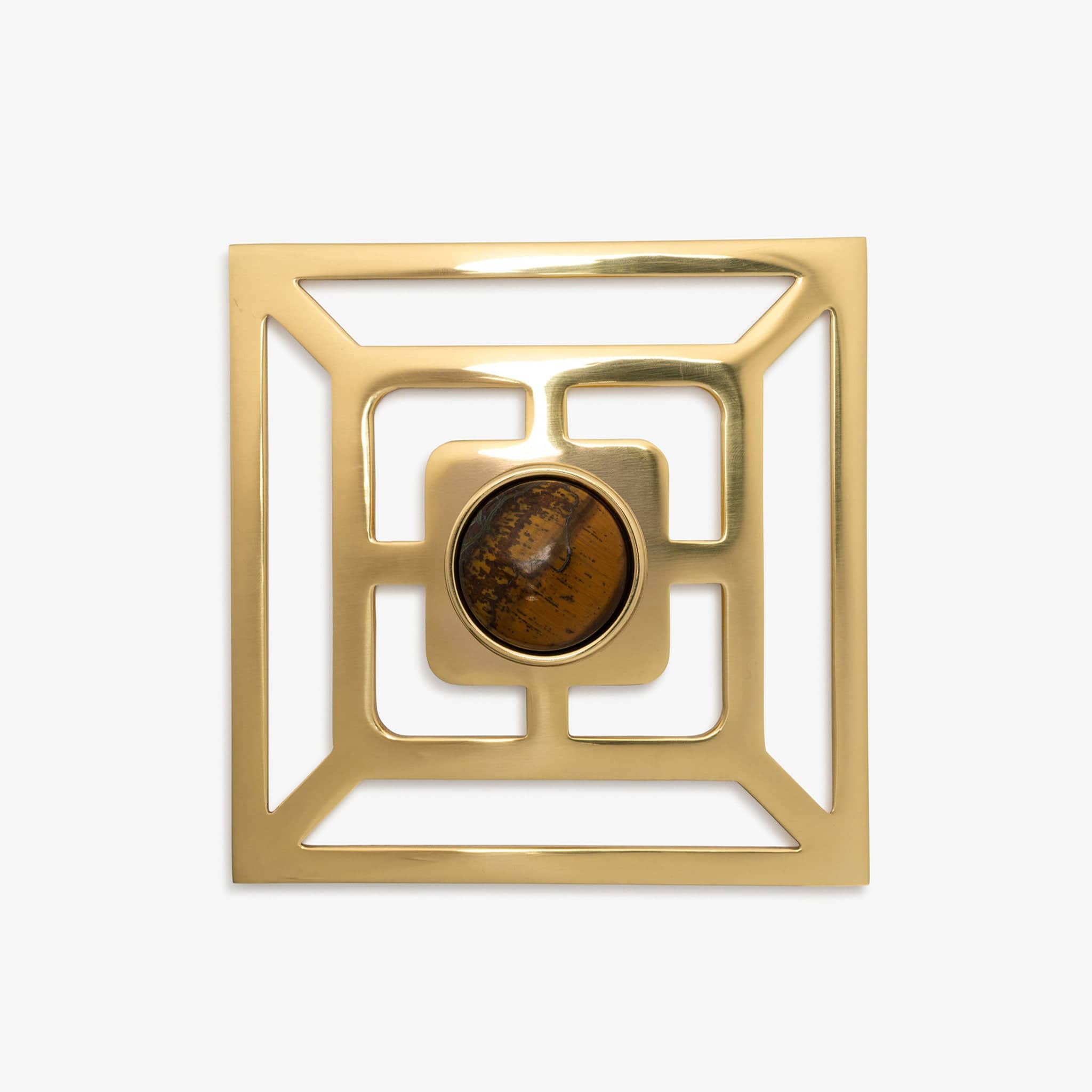 Modern Matter Lane 1.40" Custom Knob w/ Benson 5" Backplate - Polished Brass Bundled Set