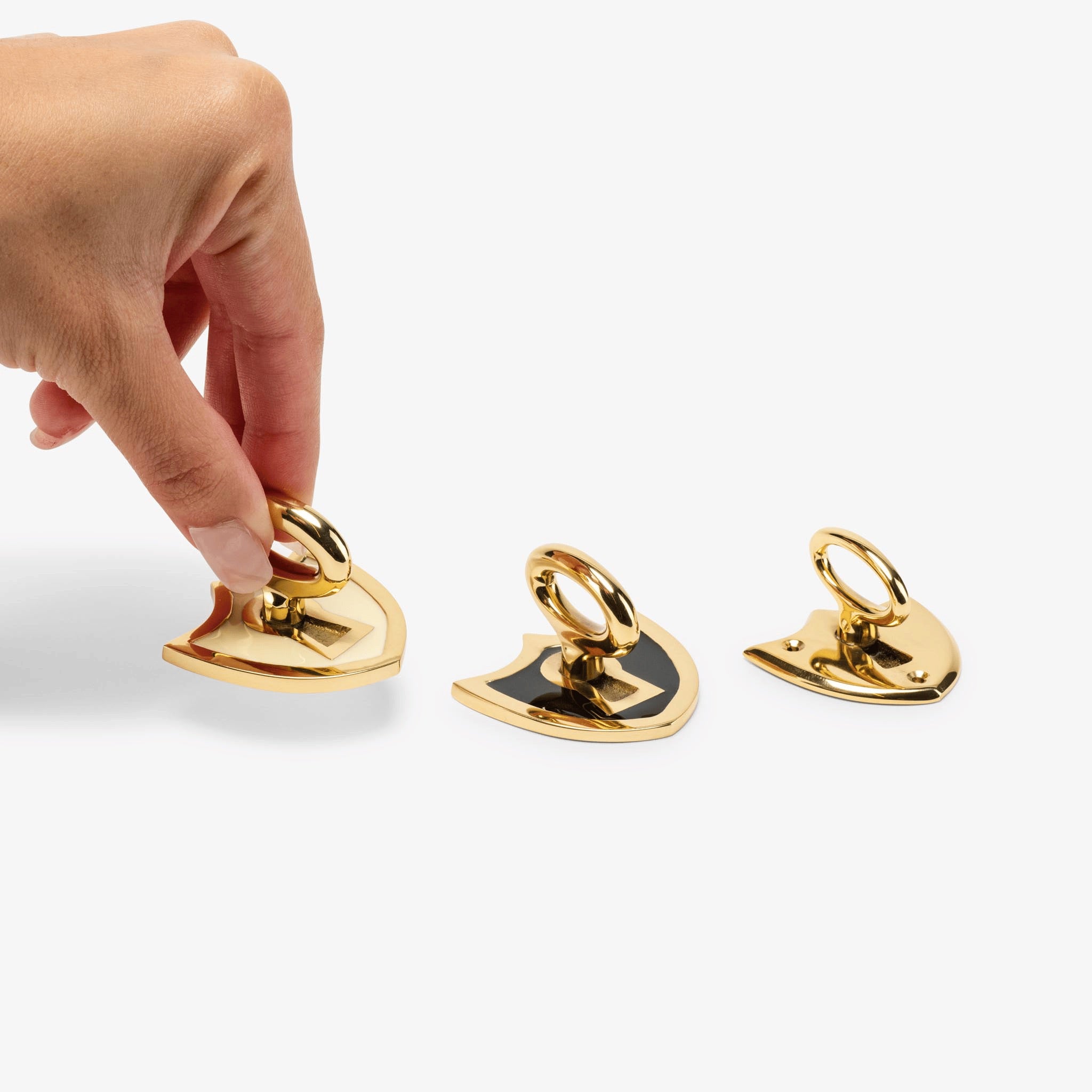 Crest Enamel Lock and Key Pull - Polished Brass#Color_Black