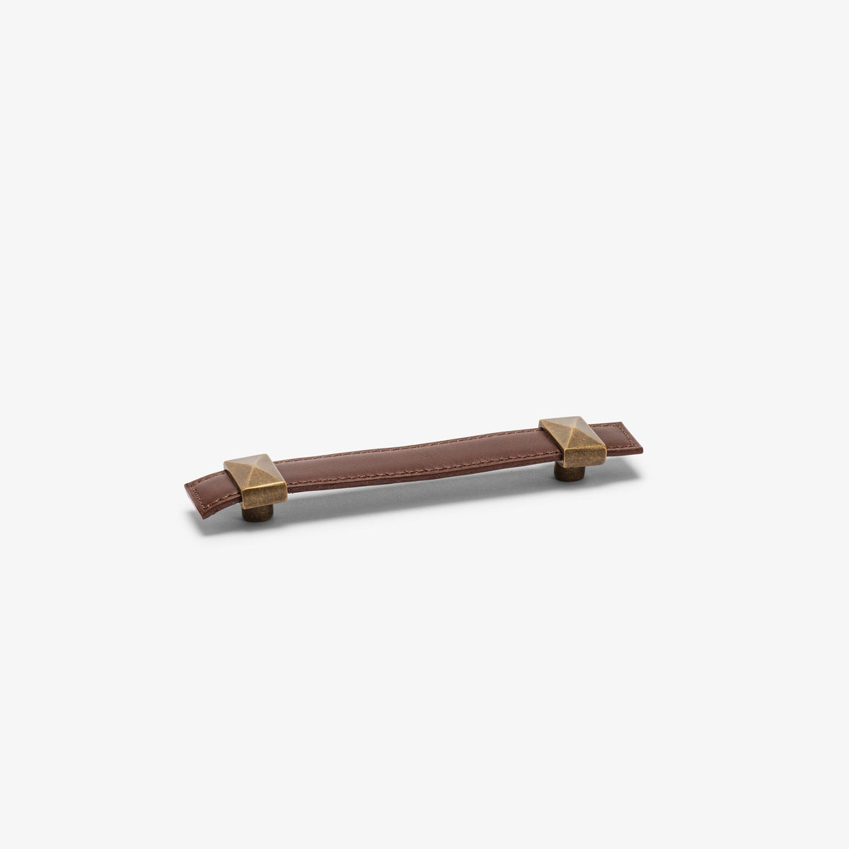 Lexington Leather Pull - Burnished Brass#Size_4.75" c-c#Color_Espresso