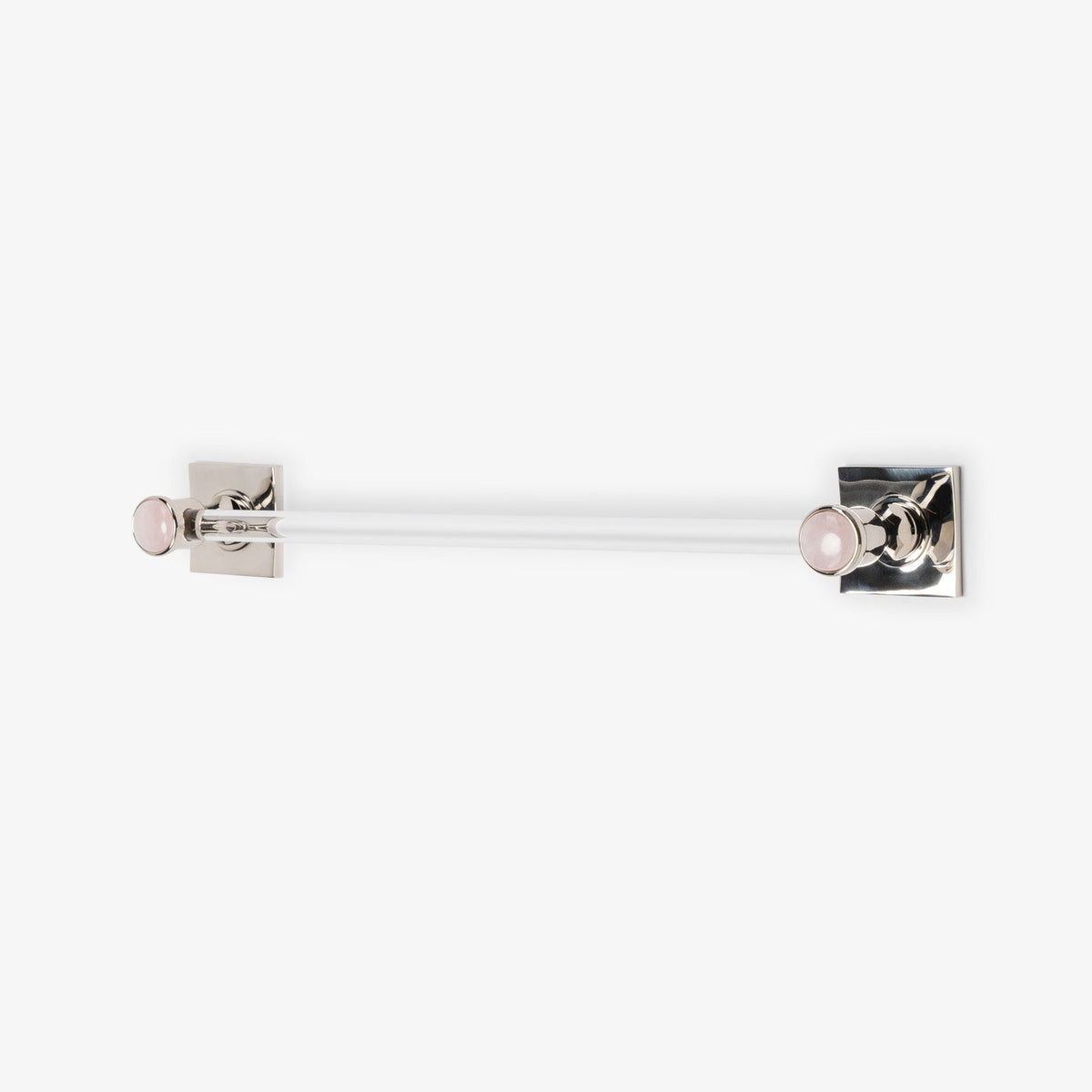 Astor Custom Lucite Towel Bar - Polished Nickel#Size_18" c-c#Gemstone_Rose Quartz