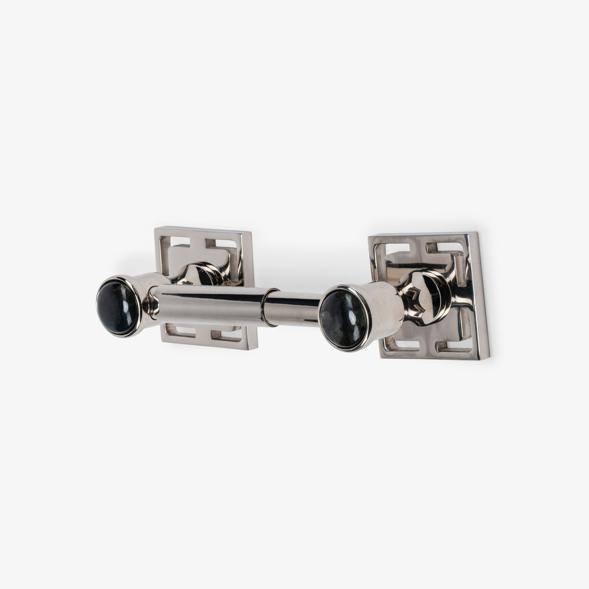 Benson Custom Brass Spring Bar Toilet Paper Holder - Polished Nickel#Gemstone_Labradrite