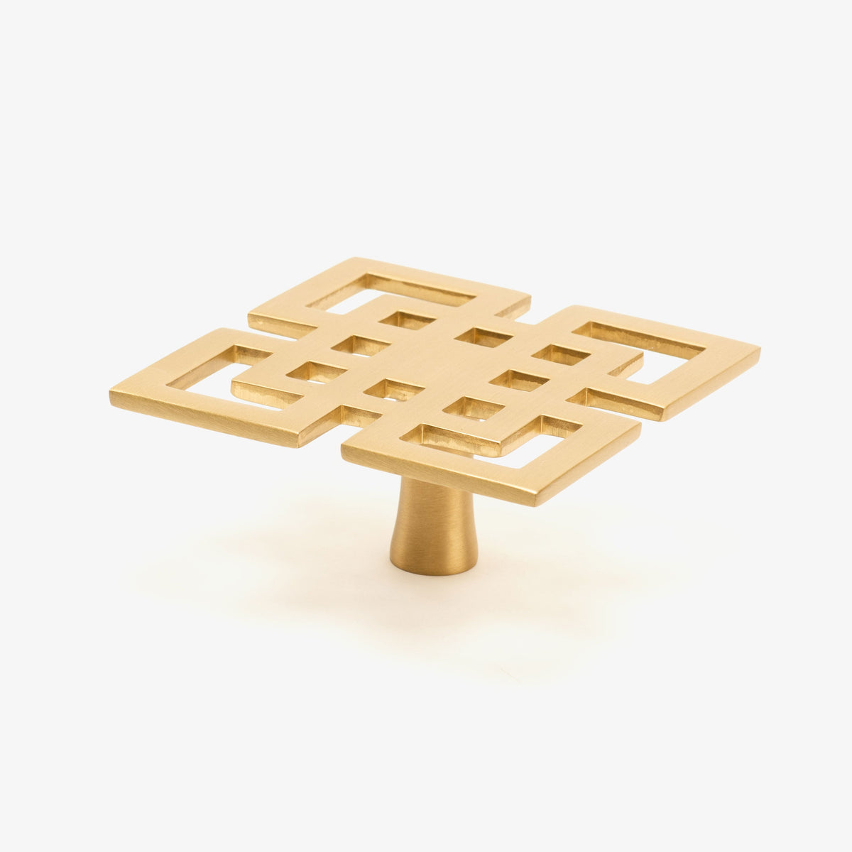Fretwork Knob - Satin Brass Matte