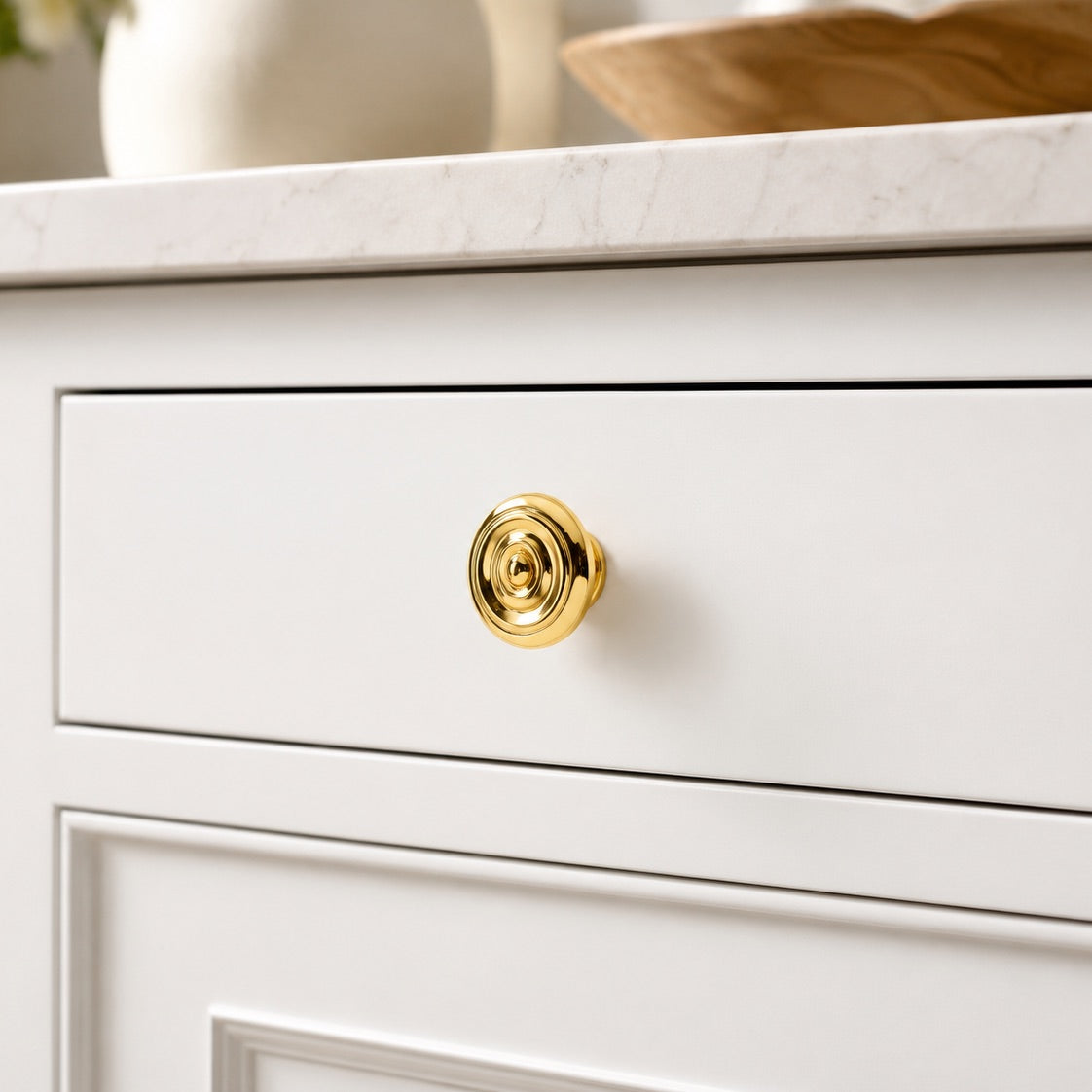 Valencia Rosette Knob - Polished Brass#Size_1.25"