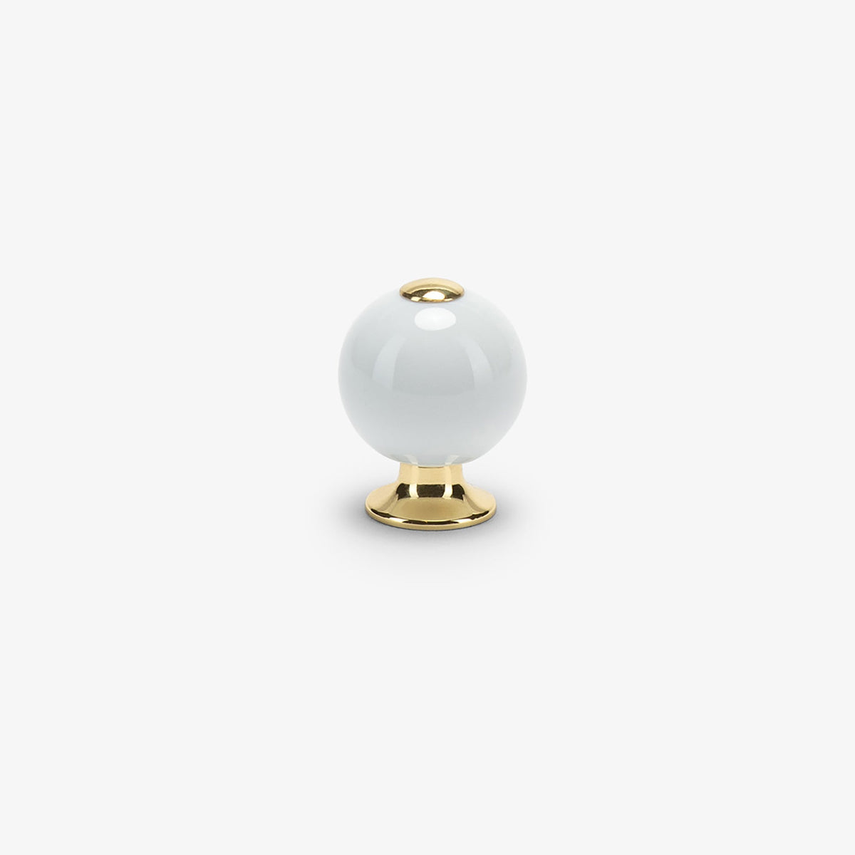 Clementine Porcelain Button Knob - Polished Brass