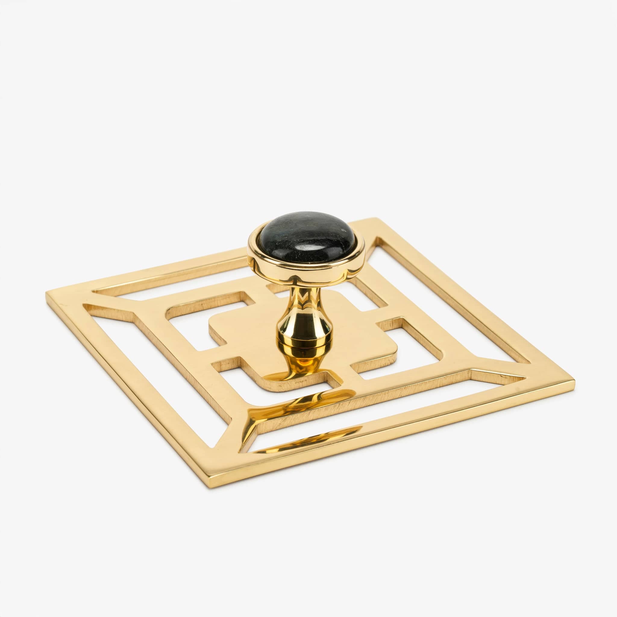 Modern Matter Lane 1.40" Custom Knob w/ Benson 5" Backplate - Polished Brass Bundled Set