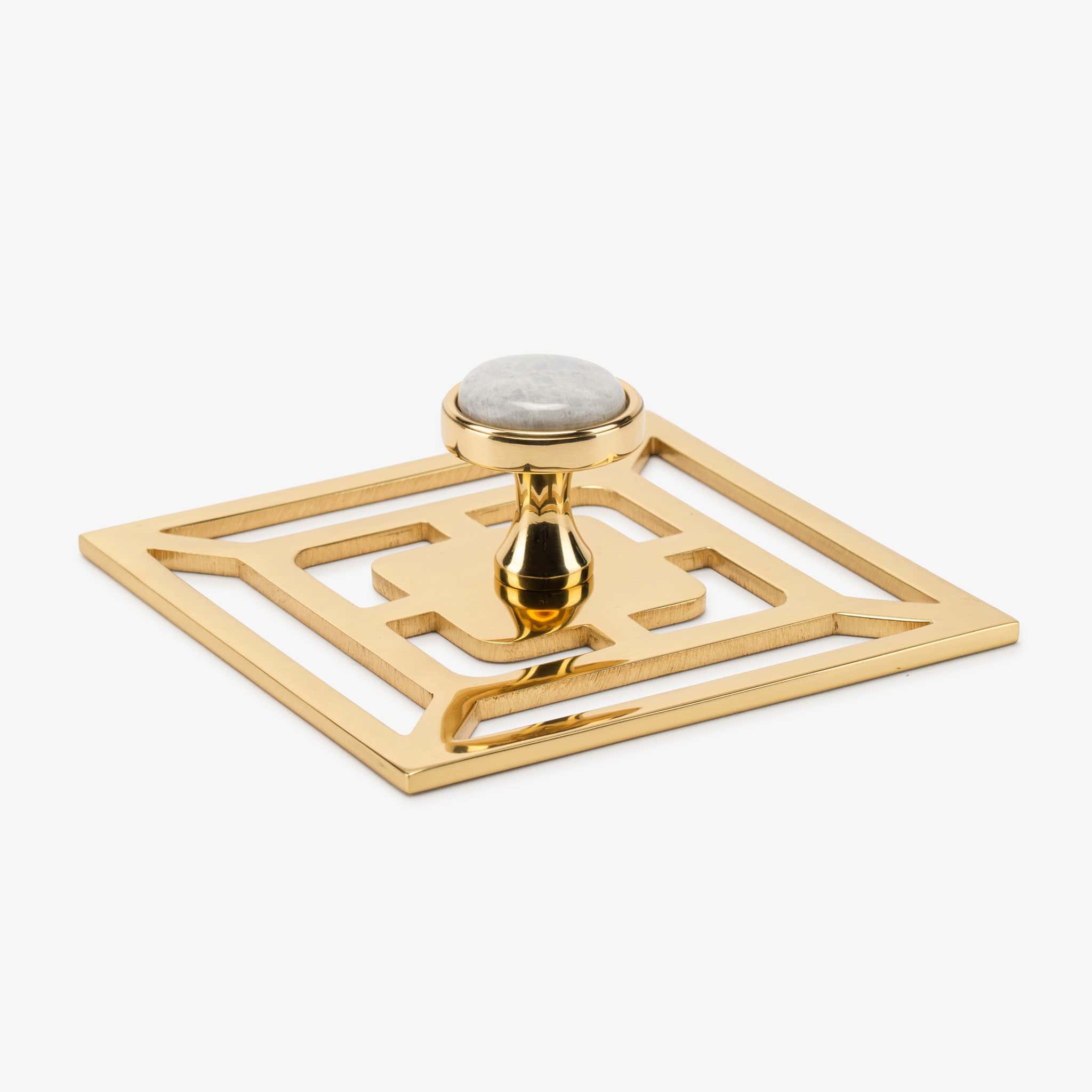 Modern Matter Lane 1.40" Custom Knob w/ Benson 5" Backplate - Polished Brass Bundled Set