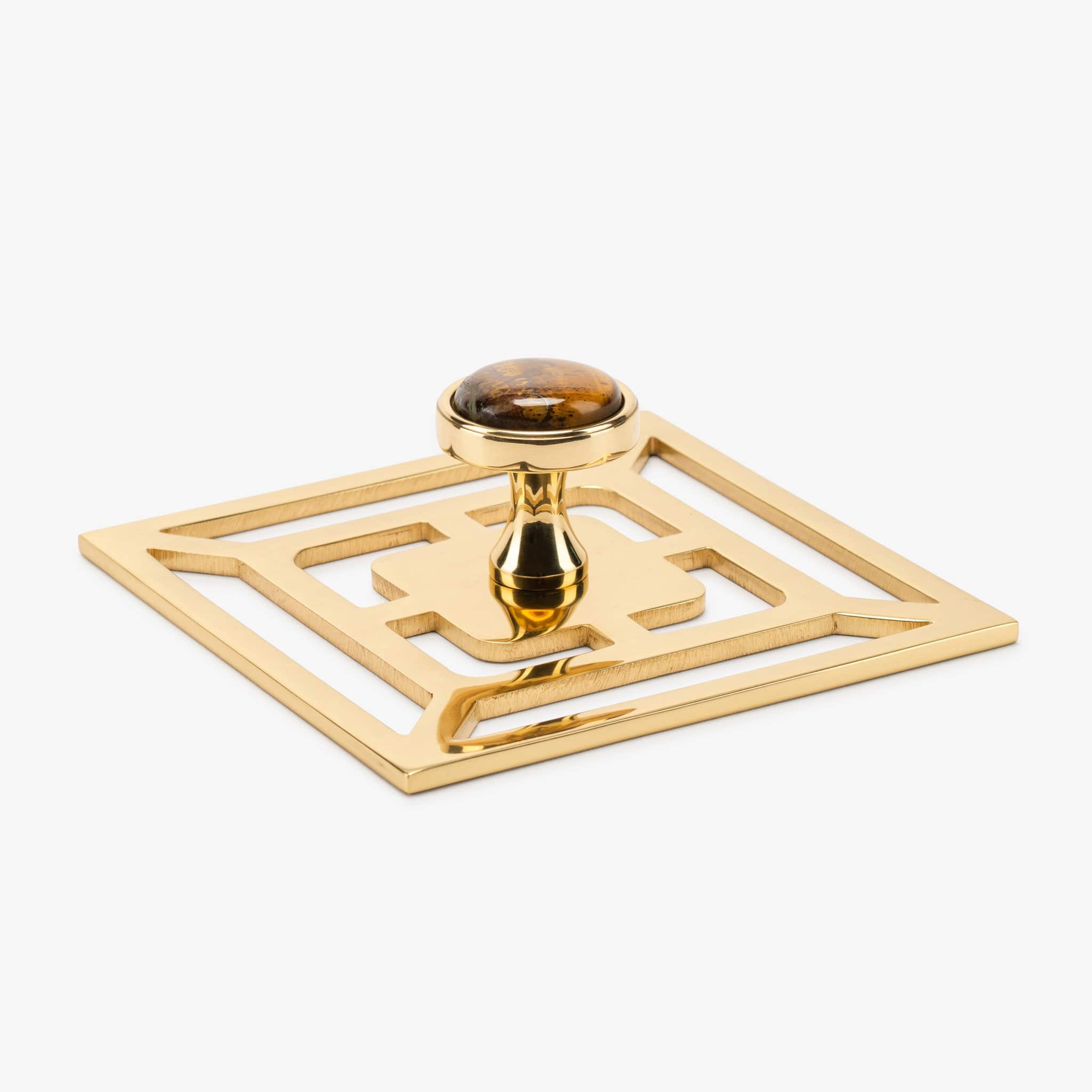 Modern Matter Lane 1.40" Custom Knob w/ Benson 5" Backplate - Polished Brass Bundled Set