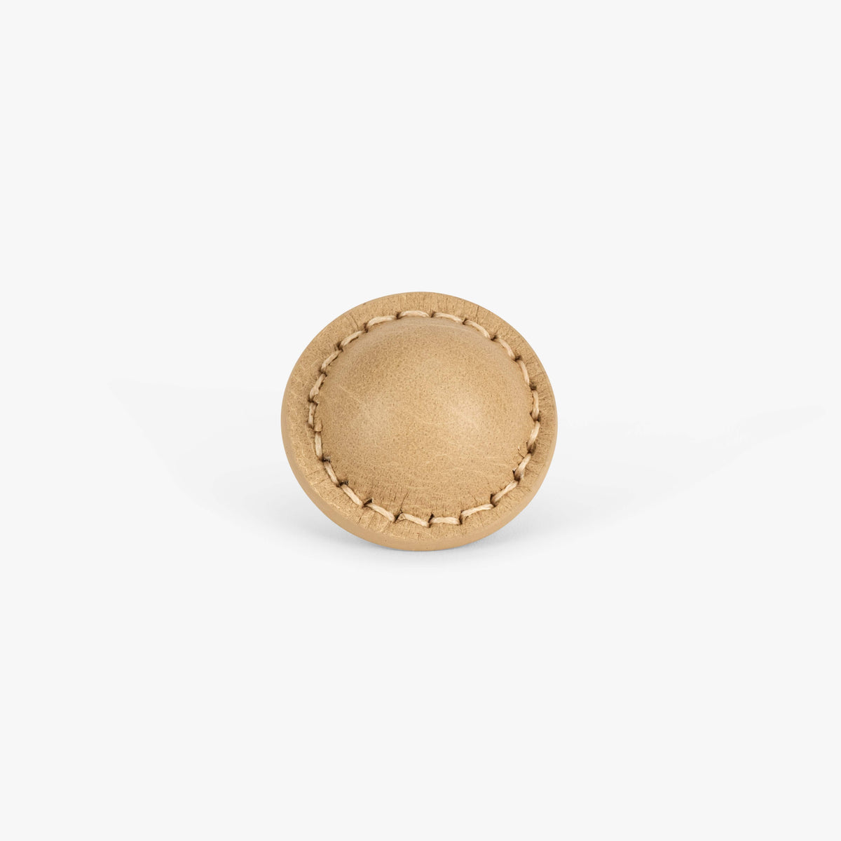 Santa Monica Leather 1.50" Knob - Burnished Brass - Oatmeal