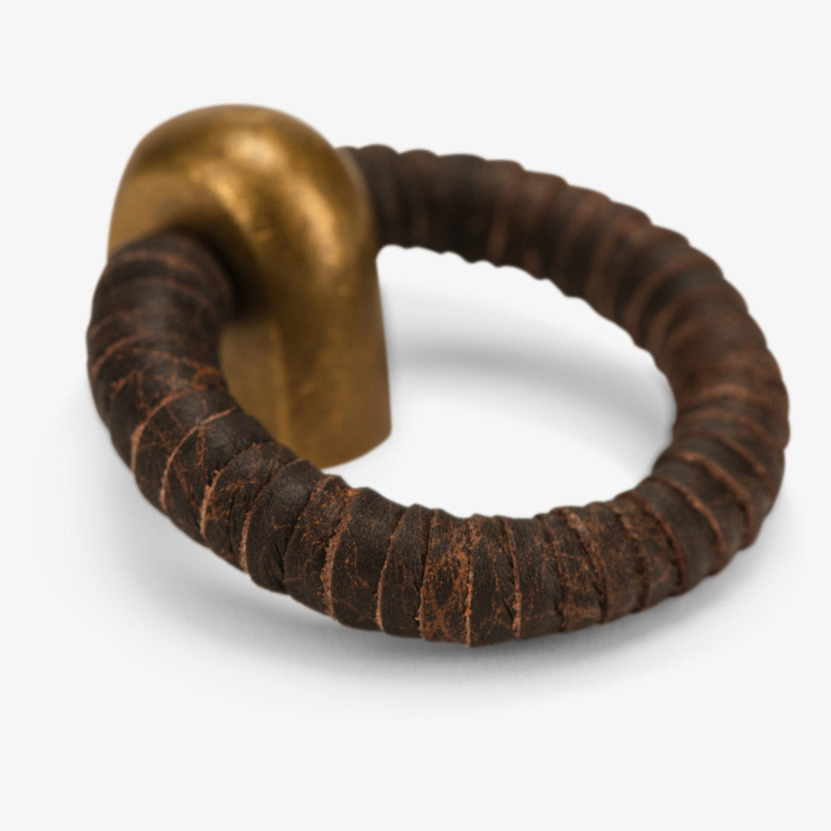 Santa Monica Leather 1.50" Ring Pull - Burnished Brass - Oatmeal