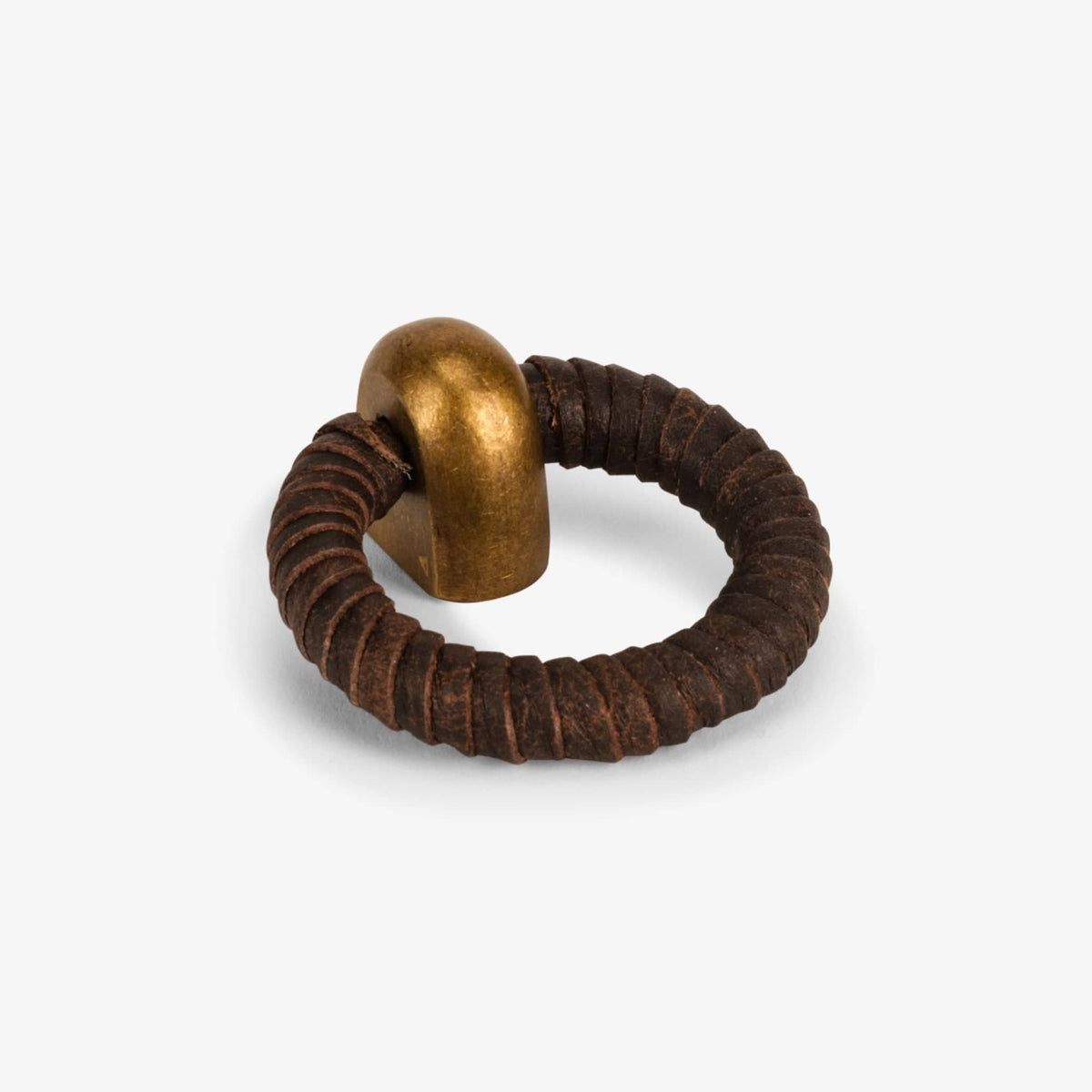 Santa Monica Leather 1.50" Ring Pull - Burnished Brass - Oatmeal