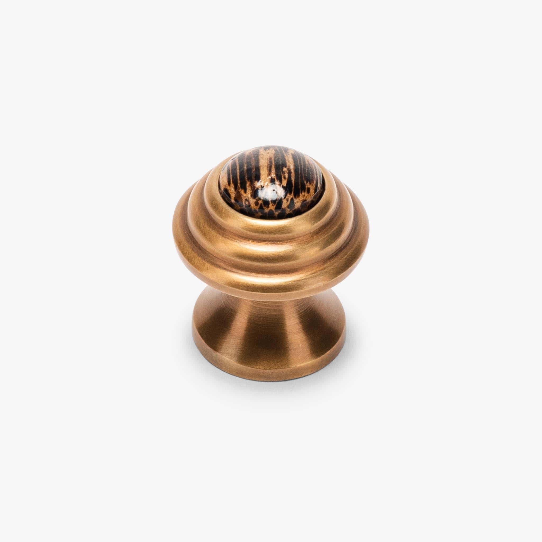 Florence 1" Wood Knob - Burnished Brass#Wood_Betel Nut