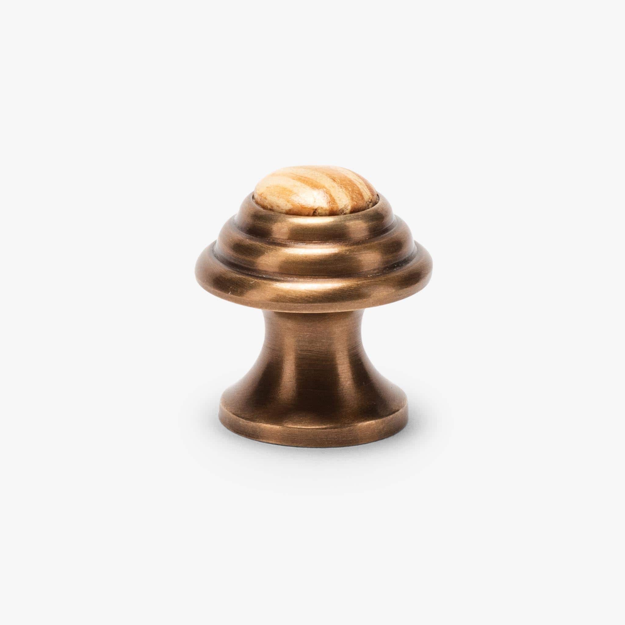 Florence 1" Wood Knob - Burnished Brass#Wood_Pine