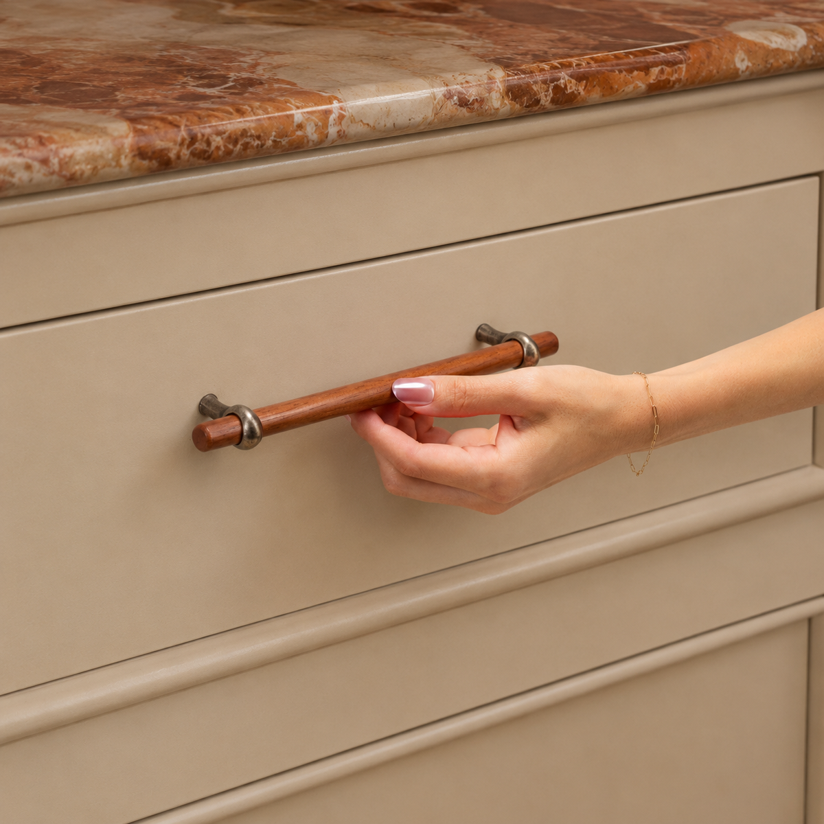 Hudson Wood Bar Pull - Antique Nickel