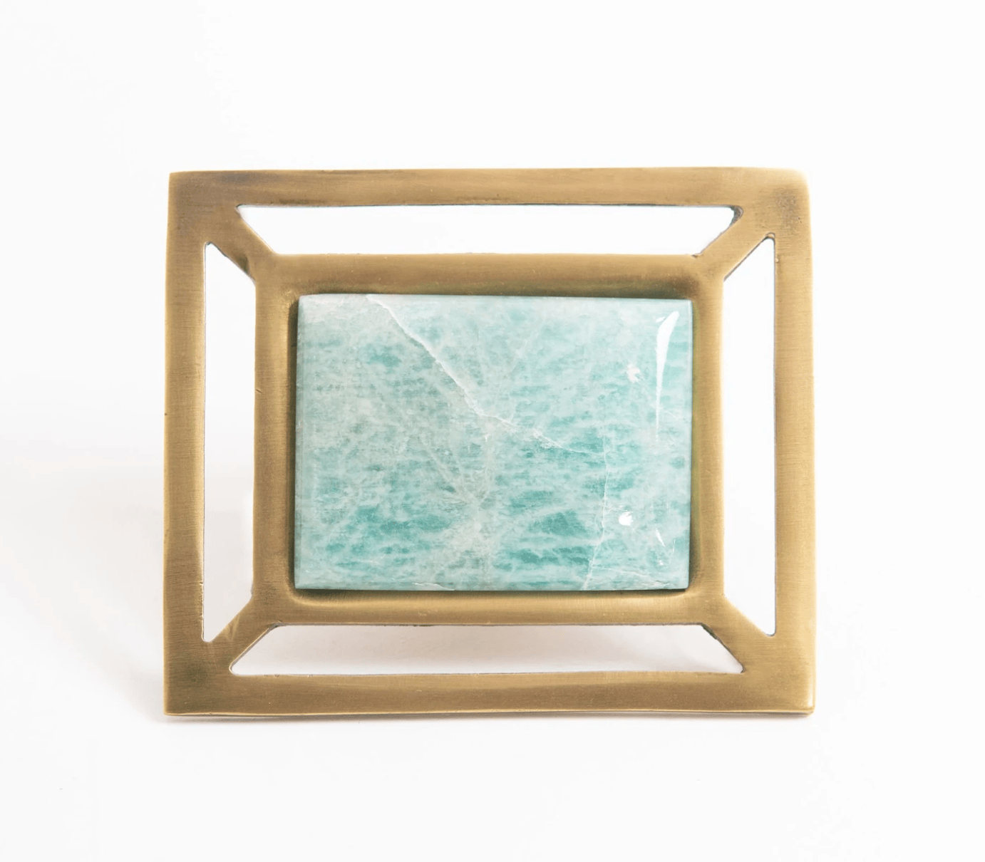 Downing Custom Knob Antique Brass & Amazonite