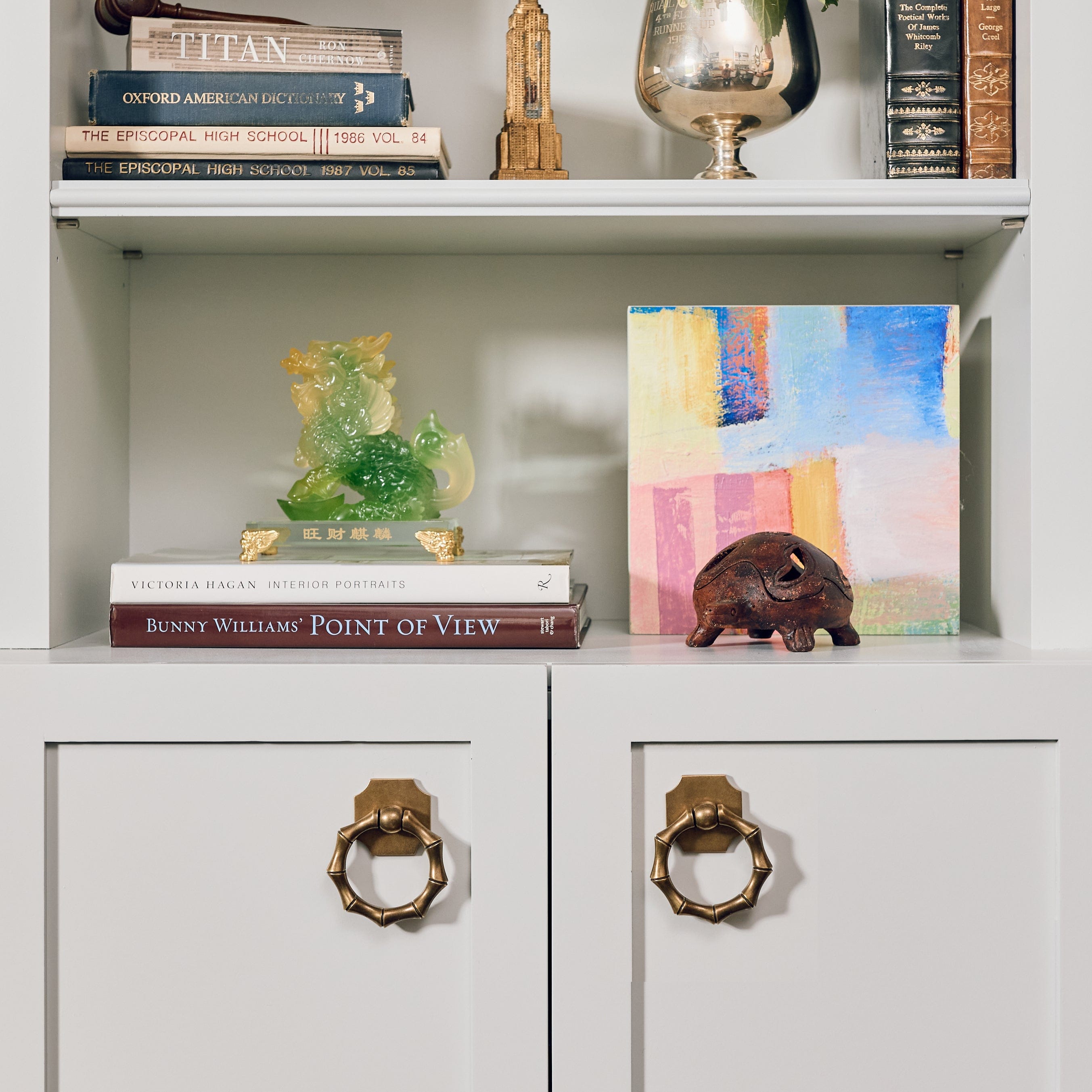 The Bamboo Large Ring Pulls were paired with the Bossard Small Backplate.