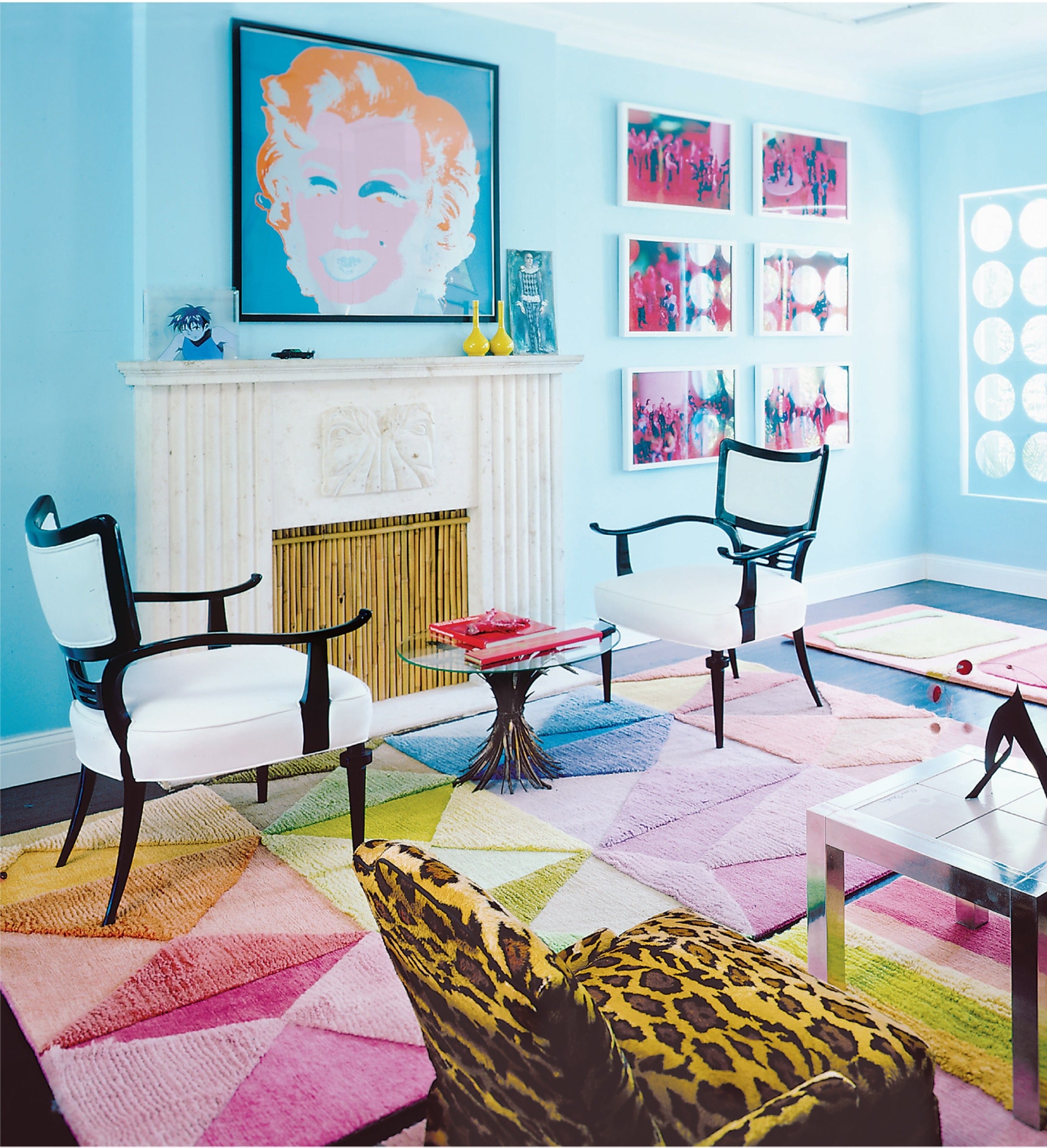 Q: Your interiors feature an exuberant mix of colors and patterns that appear effortlessly harmonious. How do you approach the use of color and patterns in your design process?