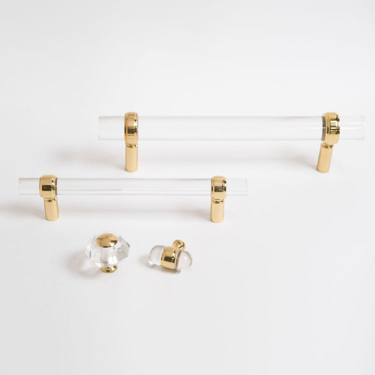 Lucite & Brass Cabinet Knobs - Clear Acrylic Drawer Pulls – Modern Matter