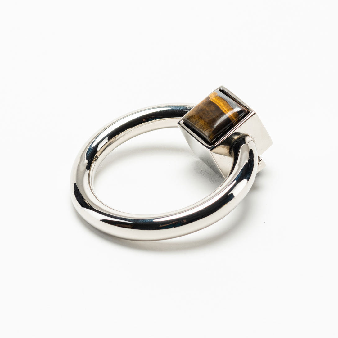 Porter Ring Custom Pull - Gemstone Hardware in Polished Nickel - In Stock