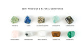 Gemstones - Prehnite, Lapis, Tigers Eye, Malachite, Dalmatian Jasper, Moonstone, White Quartz, Labradorite, Rose Quartz & Amazonite