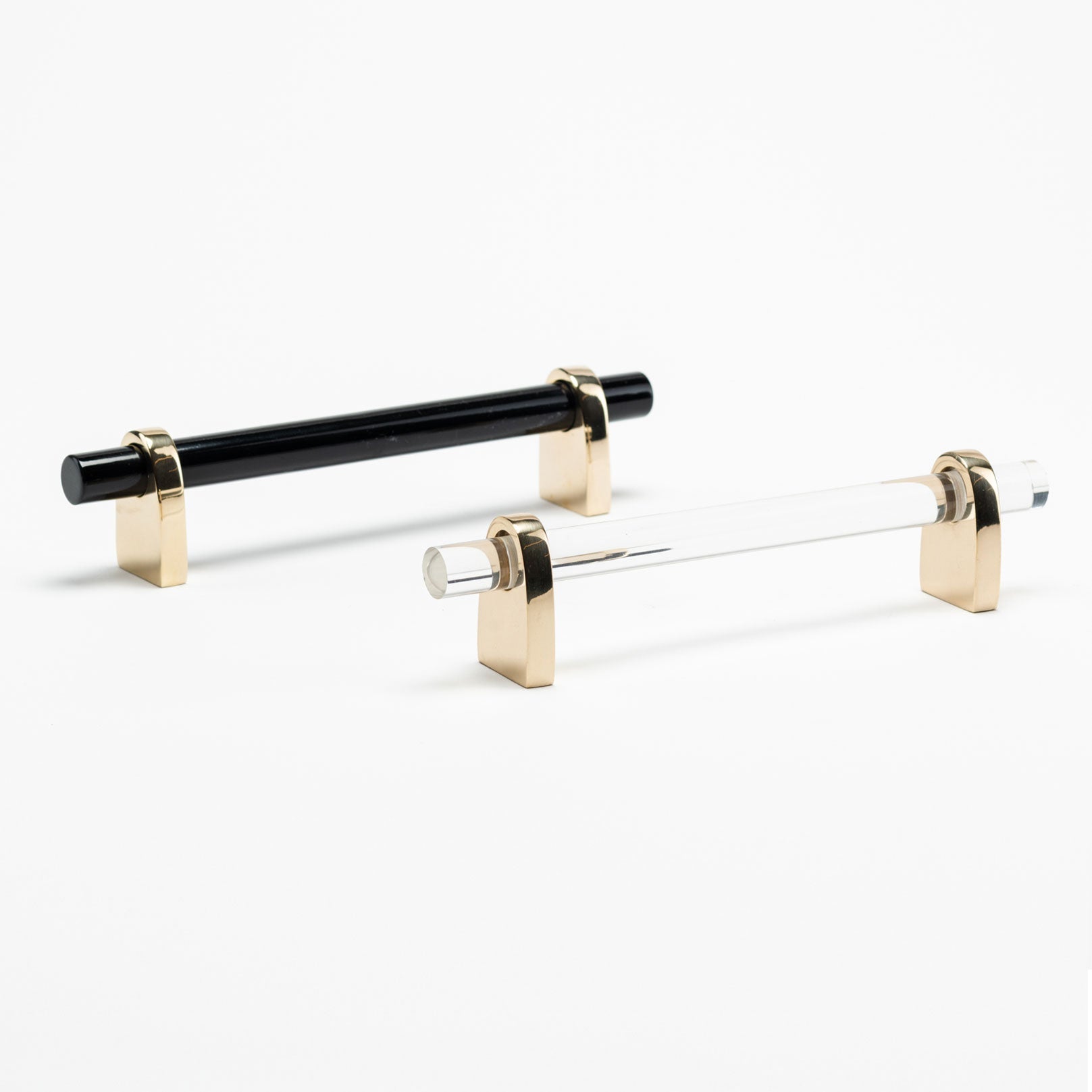 Kravet Wooster 8 Pull - Polished Brass with Clear Lucite or Black Acrylic